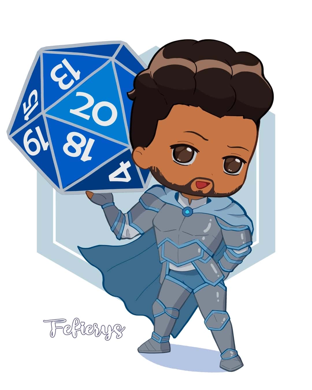 Boy POC D&D Chiibi Roleplay Book Full body illustration by Fefierys