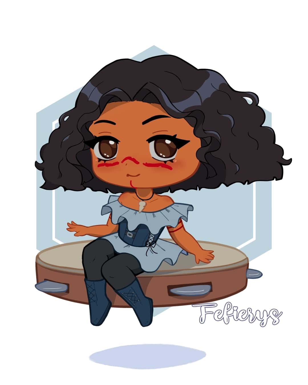 Girl D&D POC Book Chibi Full body illustration by Fefierys