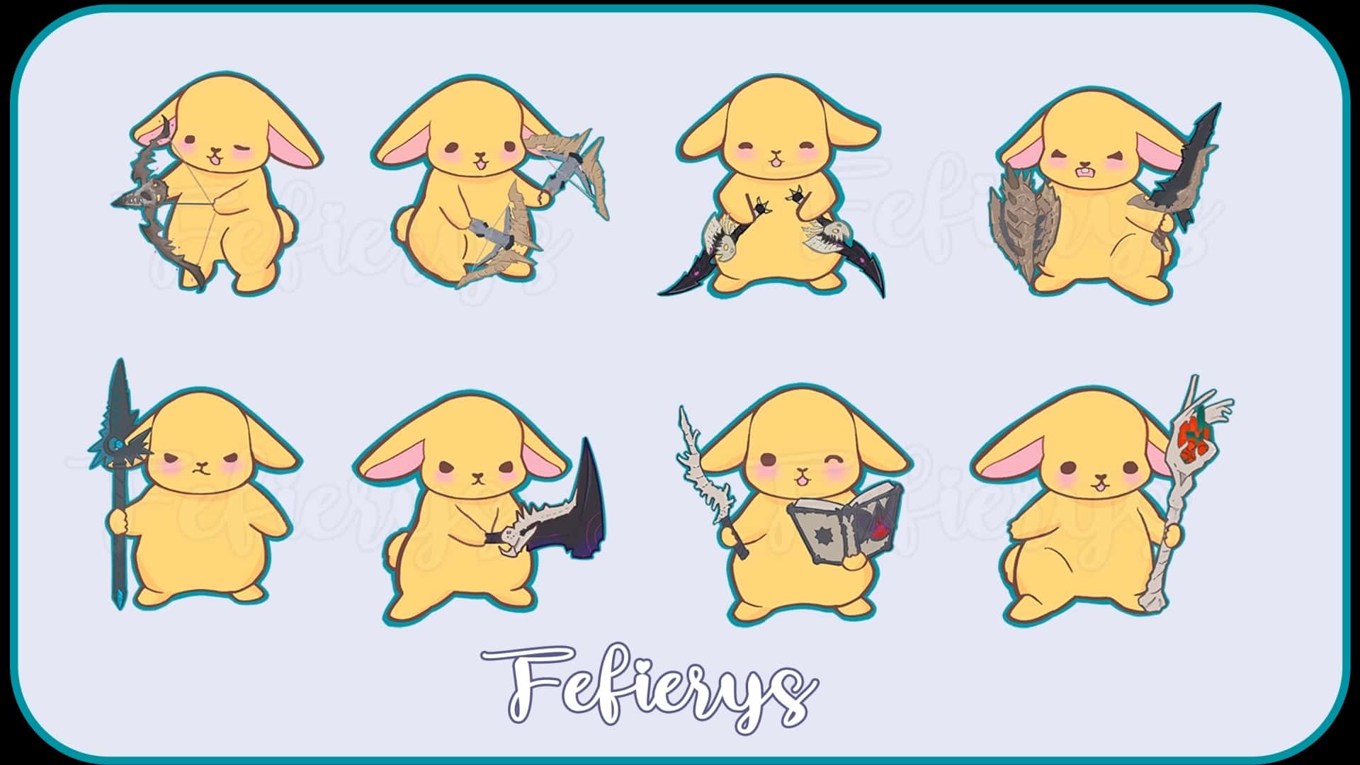 Bunny Chibi Fantasy Weapons Emotes illustration by Fefierys