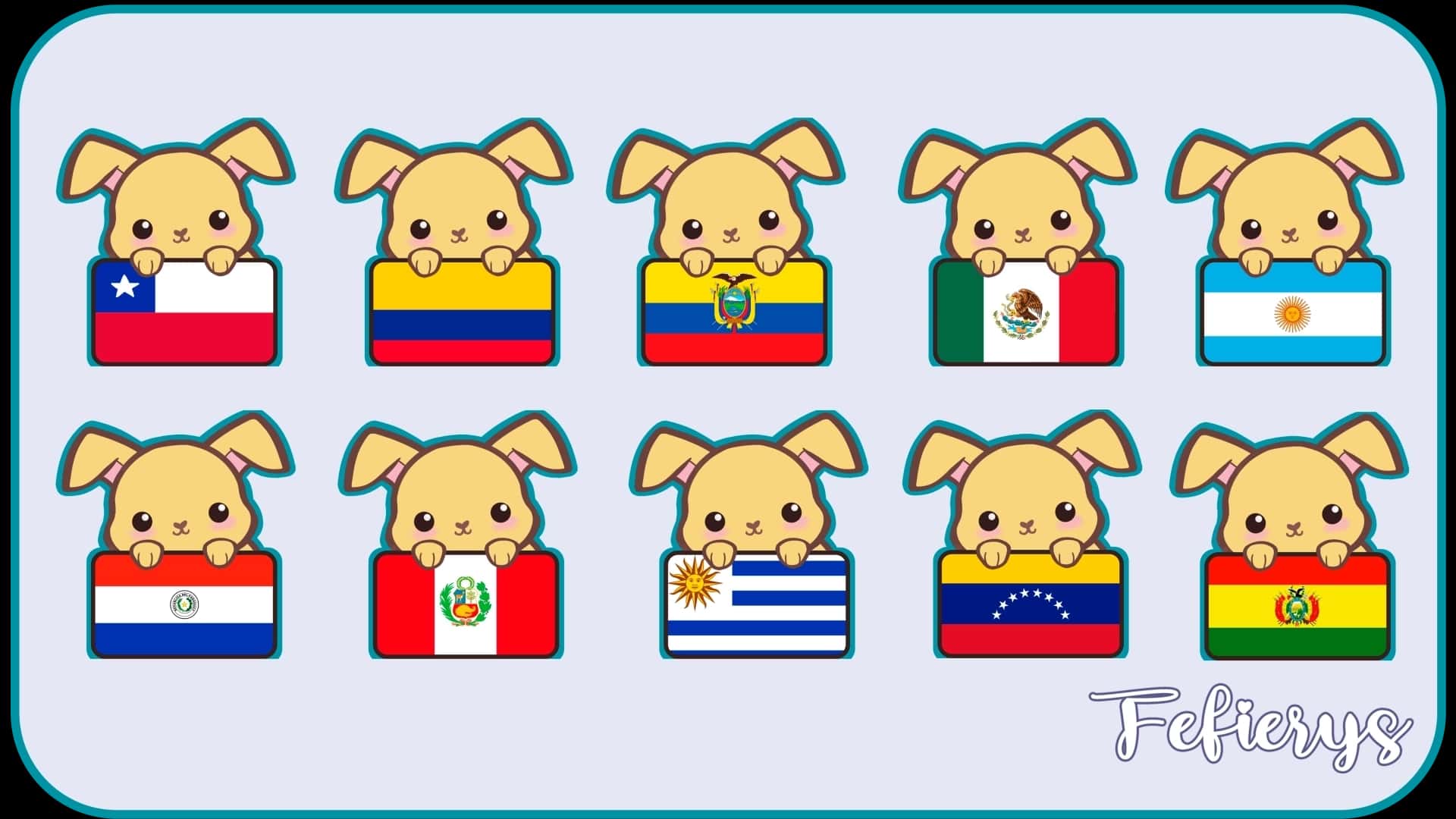 Bunny Chibi Flag Emotes illustration by Fefierys