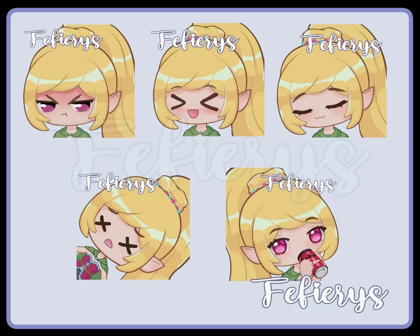 Halfling Chibi Stream Twitch D&D Party Emotes illustration by Fefierys