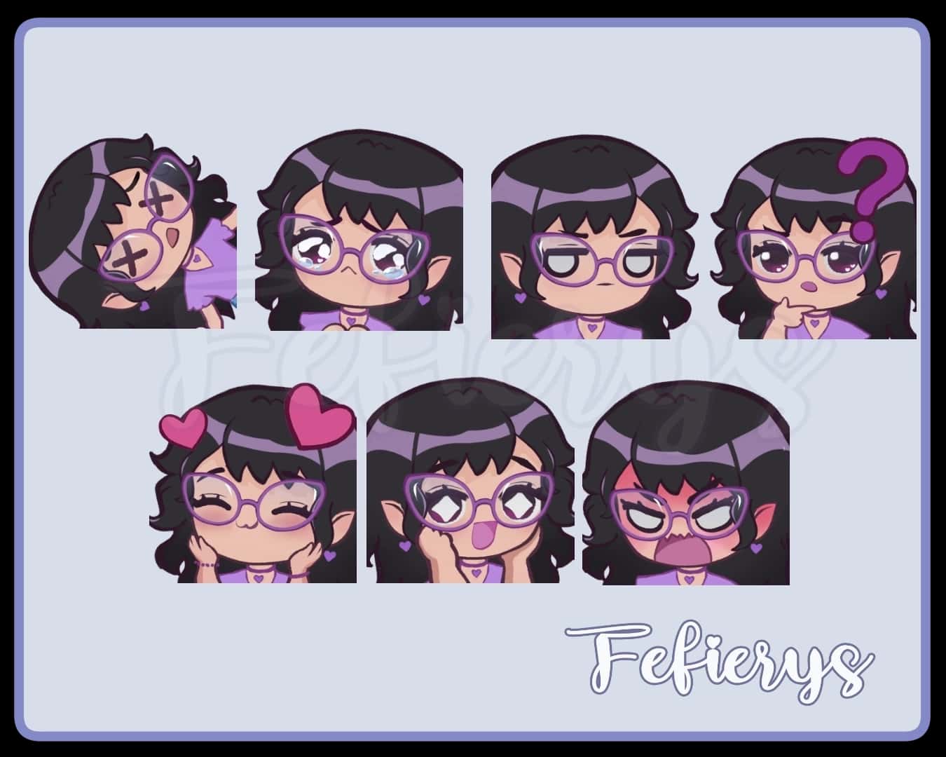 Stream Discord Chibi Twitch Emotes illustration by Fefierys