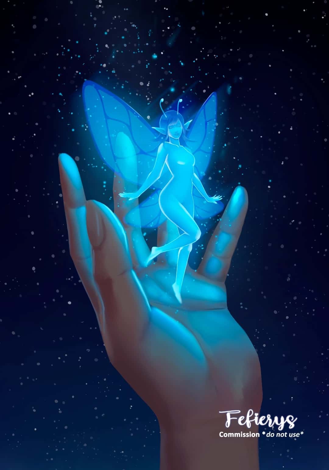 Fairy On Hand Fantasy Book Full page illustration by Fefierys