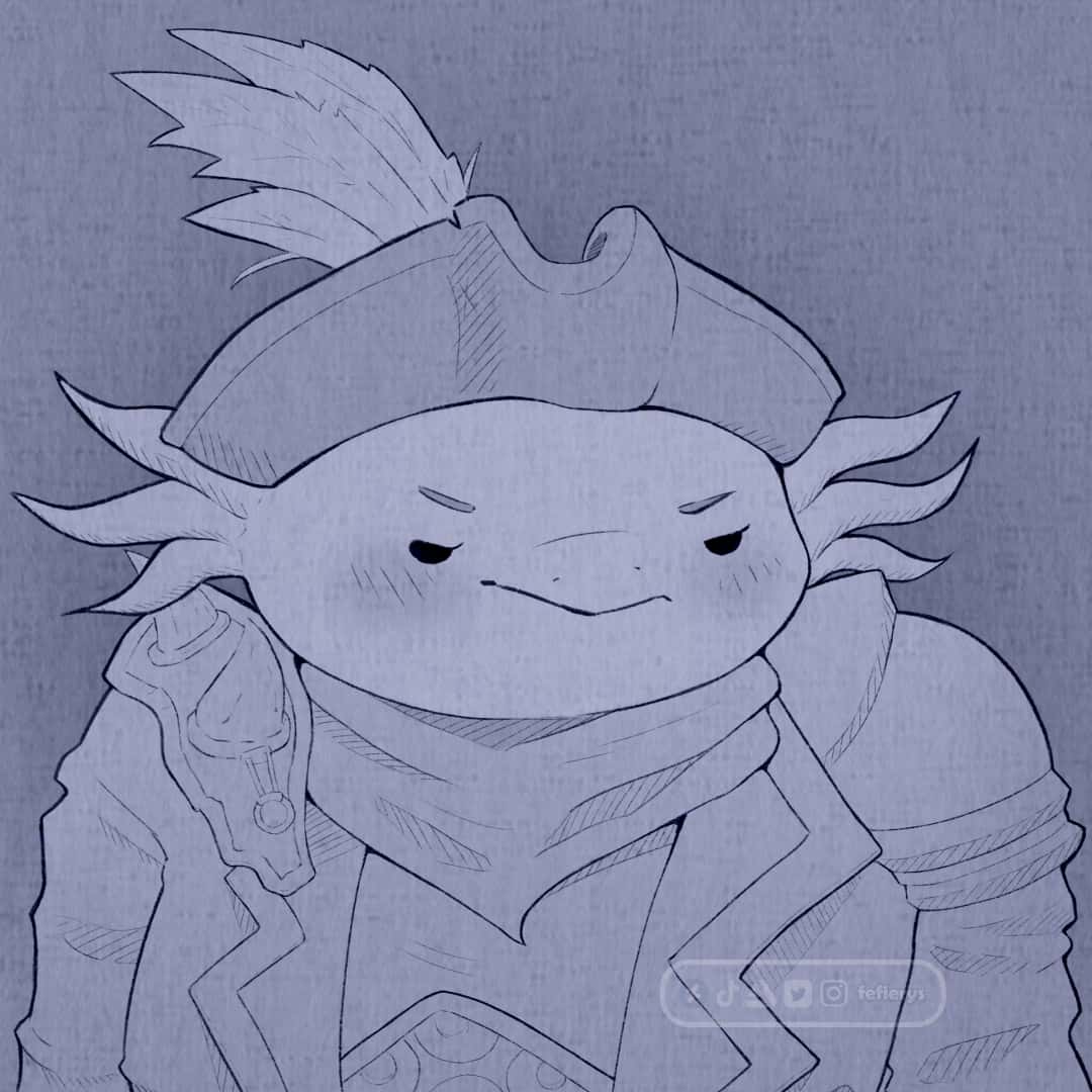 Axolotl Amphibious D&D Pirate Lineart textured finish illustration by Fefierys
