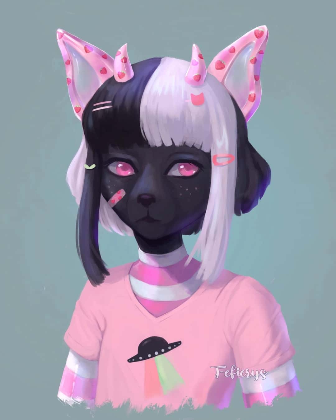 Canine Anthro Furry Queer Full render smooth finish illustration by Fefierys