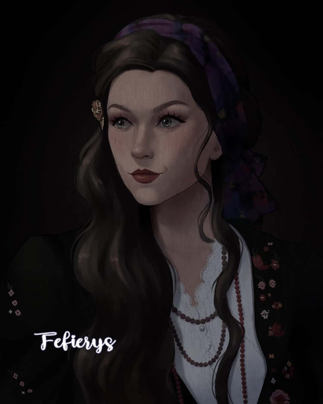 Female Character Roleplay VTM Shaded textured finish illustration by Fefierys