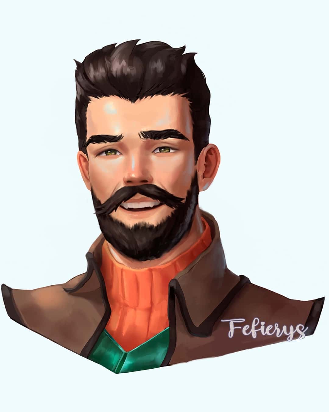 Human Male Roleplay D&D Full render smooth finish illustration by Fefierys