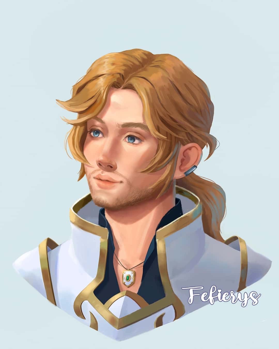 Male Human Character D&D Full render smooth finish illustration by Fefierys