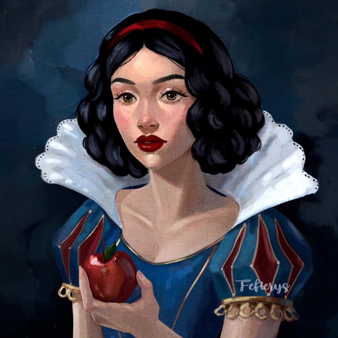 Snowwhite Fanart Fantasy Full render textured finish illustration by Fefierys