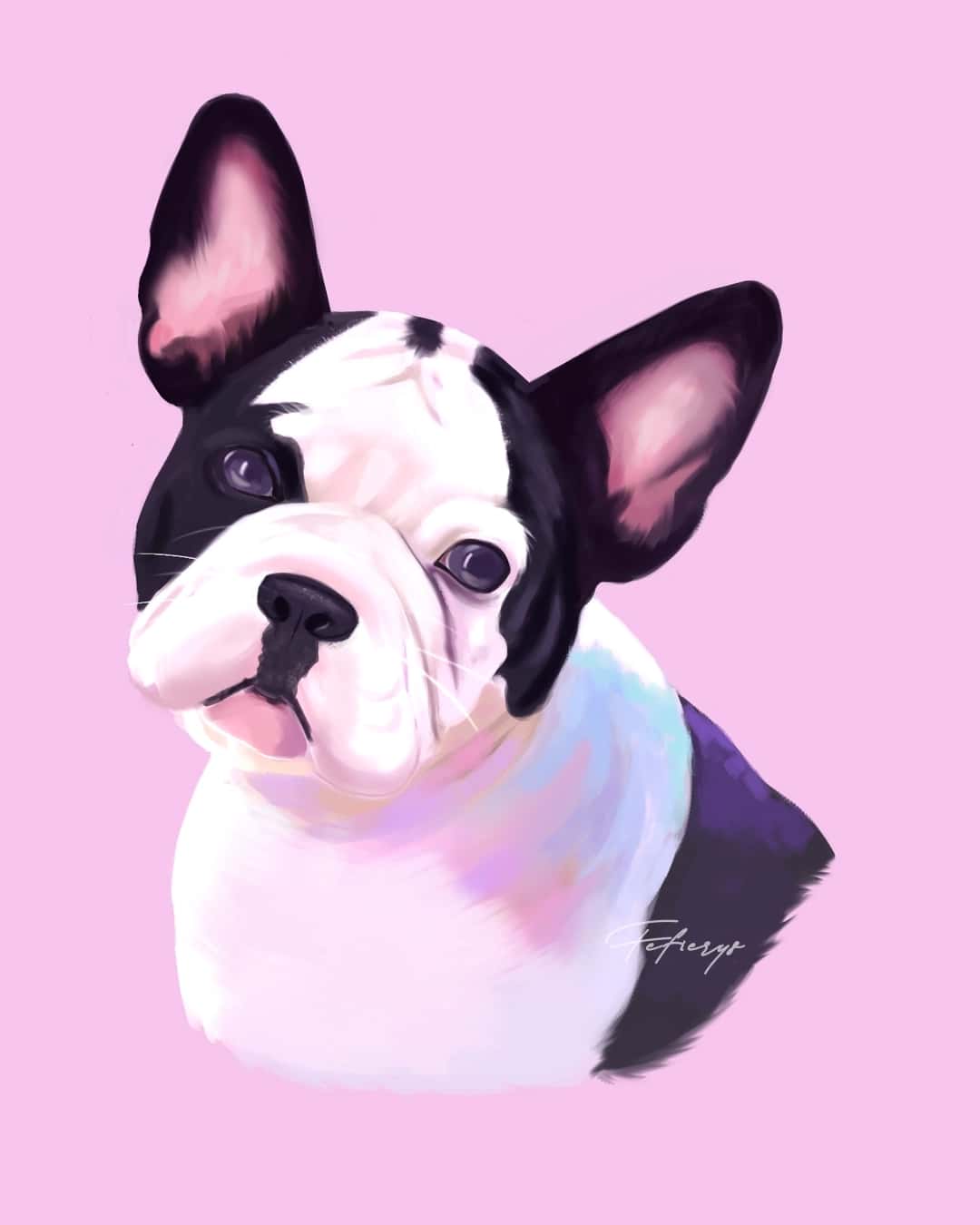 French Bulldog Portrait Bust illustration by Fefierys