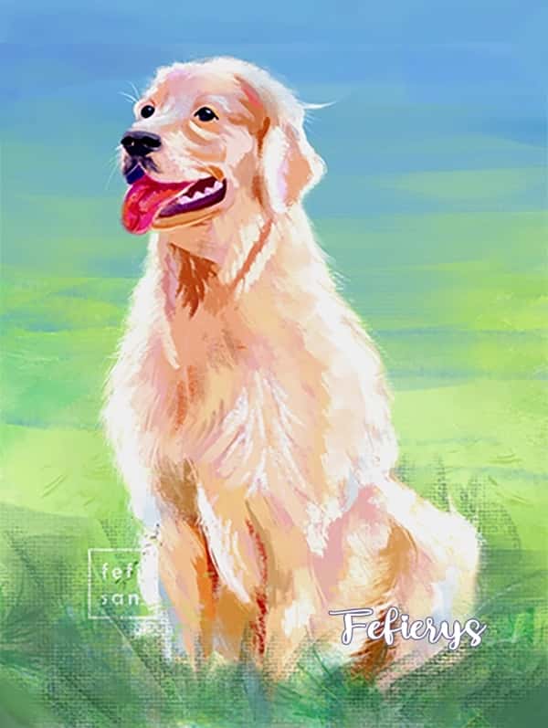 Labrador Painterly Pet Portrait Full body illustration by Fefierys