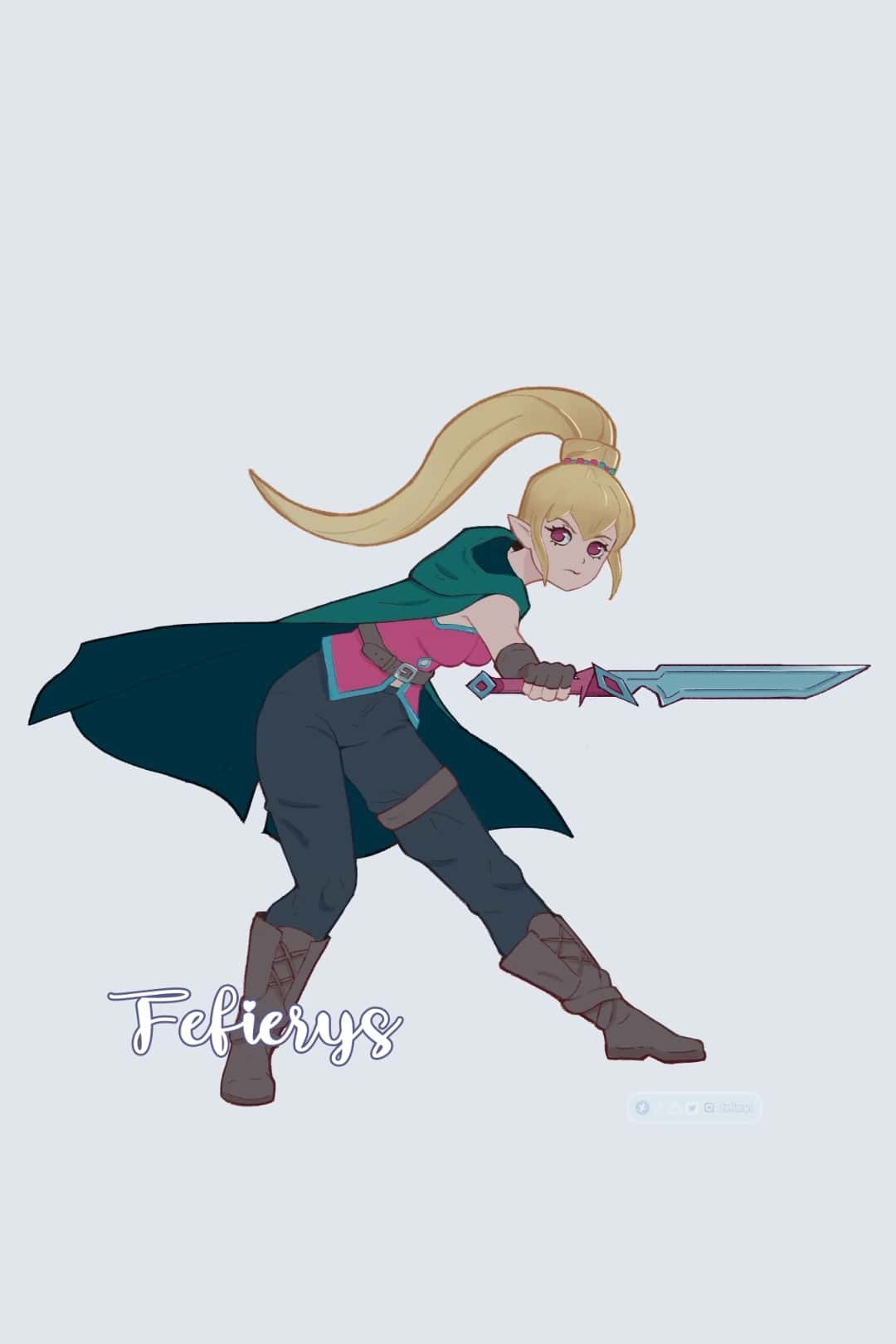 Thief D&D Character Hafling Full body illustration by Fefierys