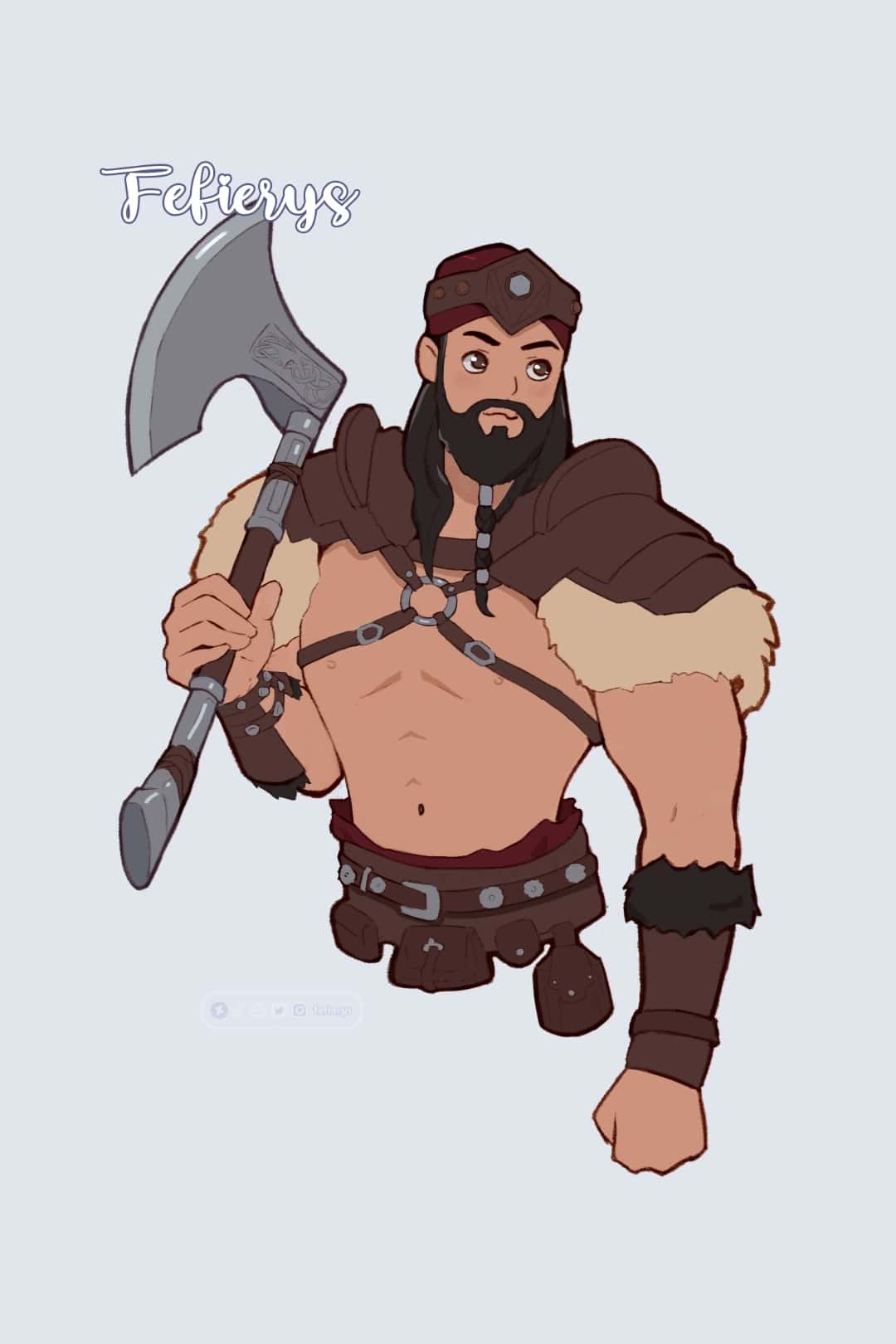 Warrior D&D Character Half body illustration by Fefierys