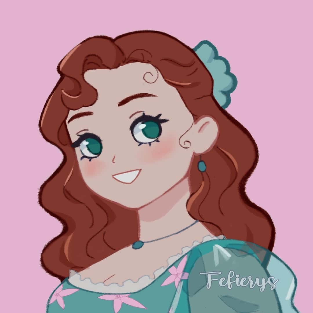 Penelope Bridgerton Fanart Icon Flat background illustration by Fefierys