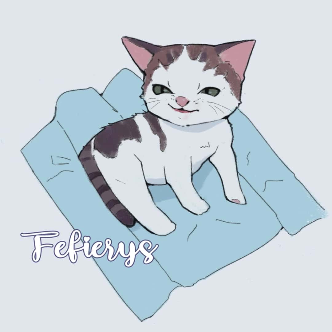 Cat Kitten Cute Stylized Full body illustration by Fefierys