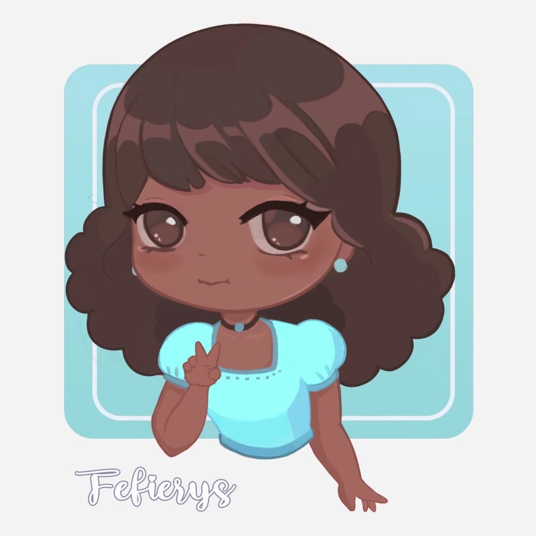 Girl POC Chibi Cute Half body illustration by Fefierys