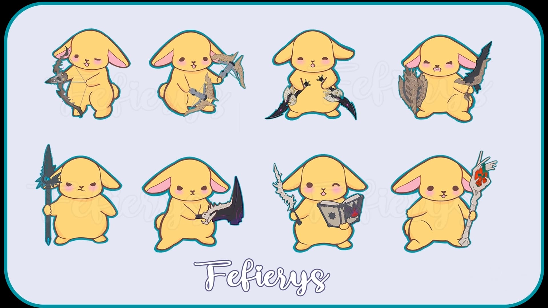 Bunny Chibi Fantasy Weapons Emotes illustration by Fefierys