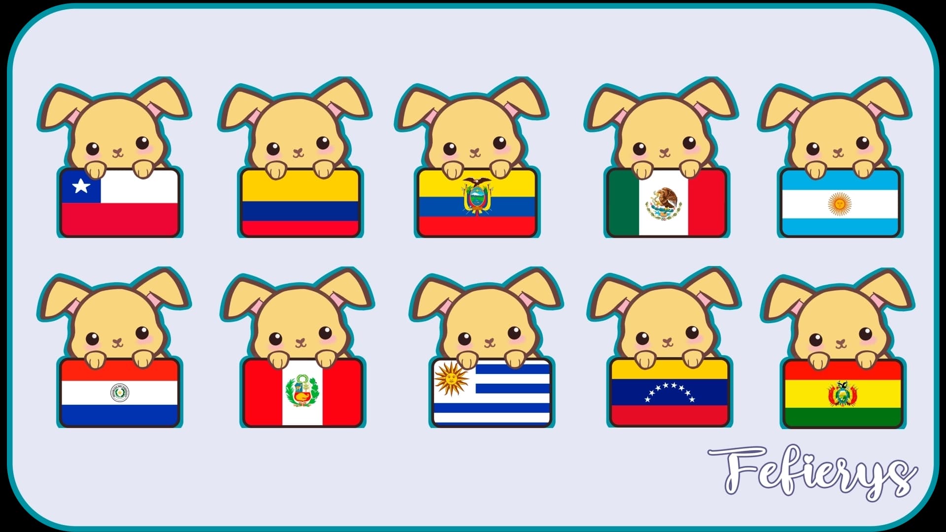 Bunny Chibi Flag Emotes illustration by Fefierys
