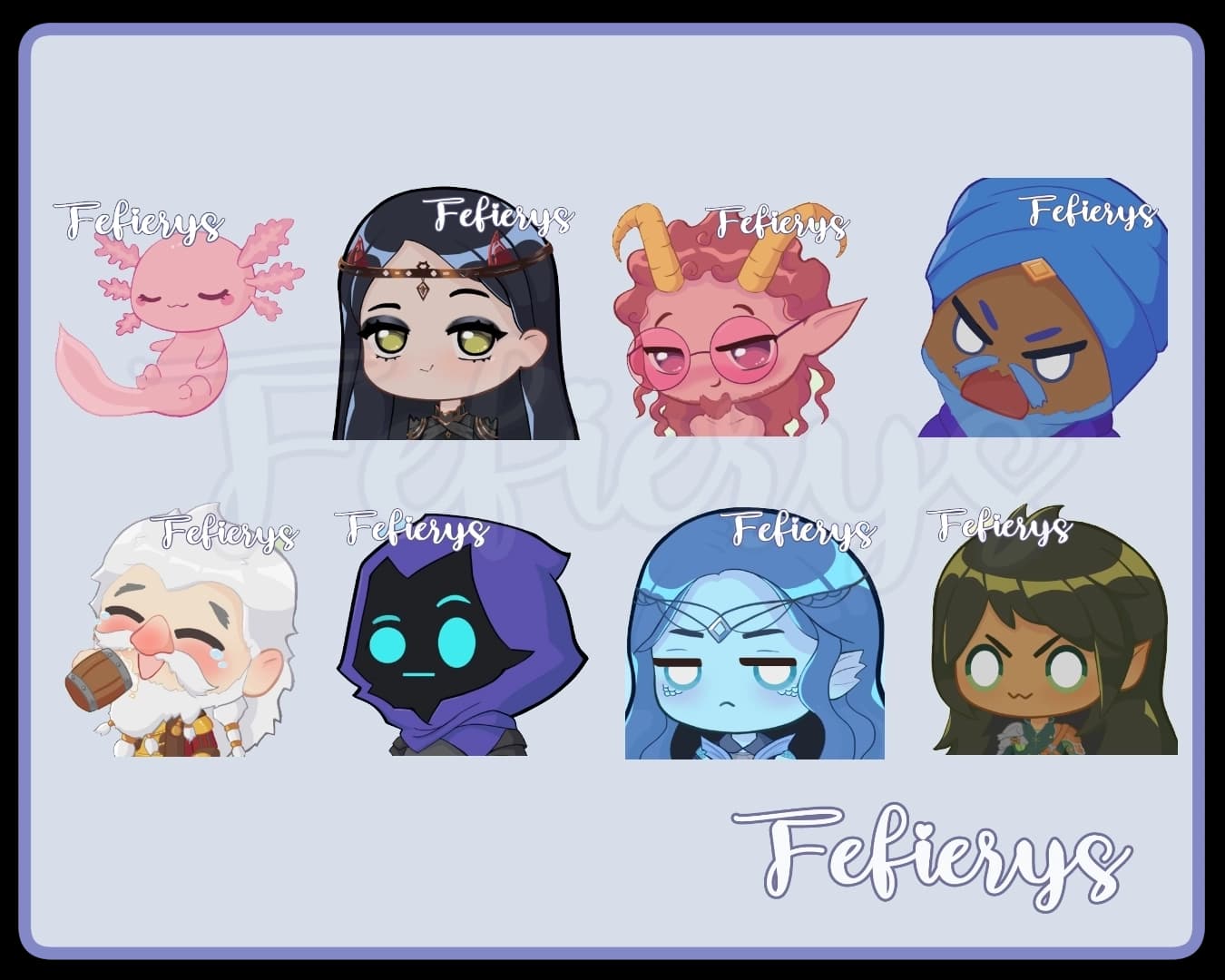D&D Party Chibi RPG Roleplay Emotes illustration by Fefierys