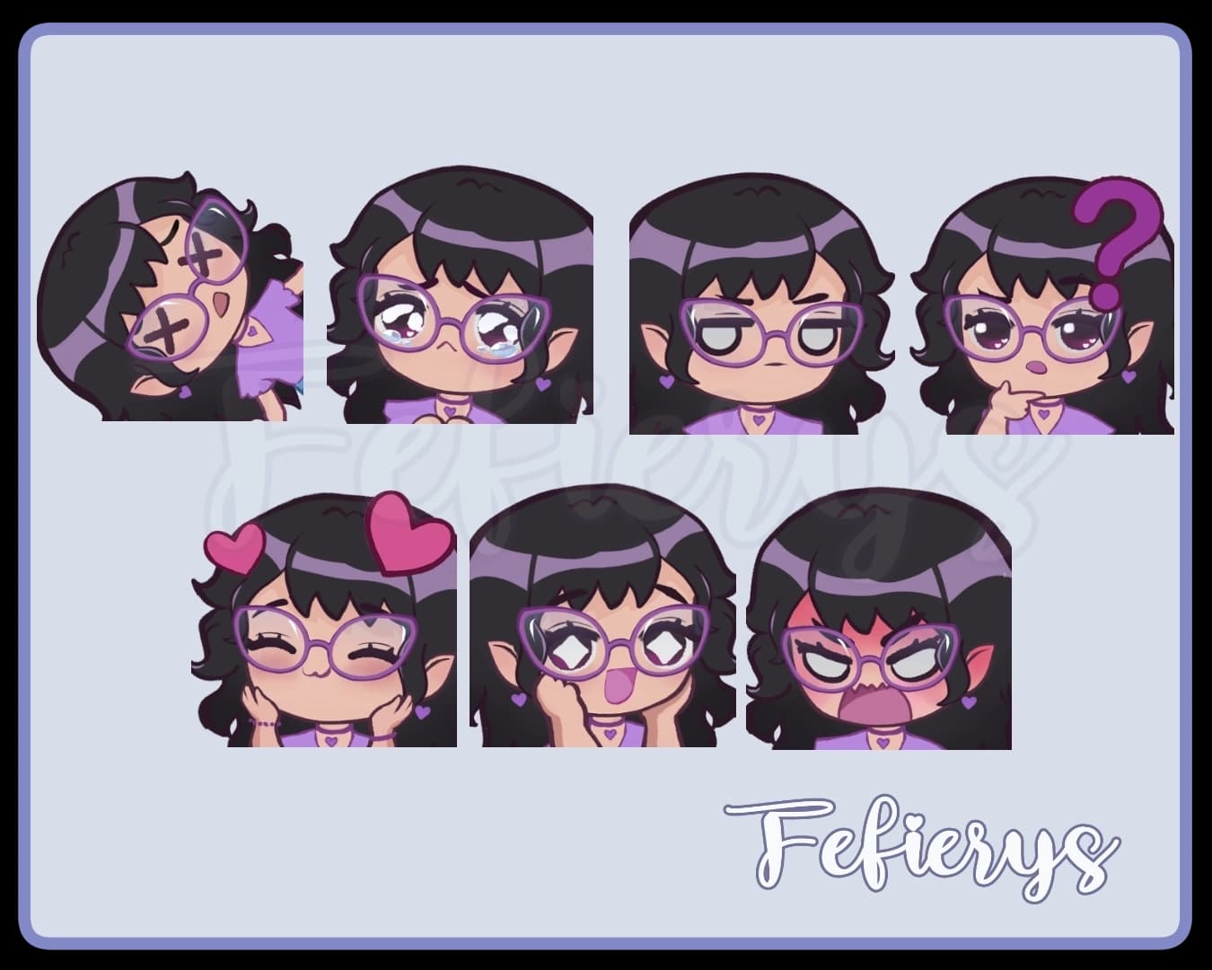 Stream Discord Chibi Twitch Emotes illustration by Fefierys