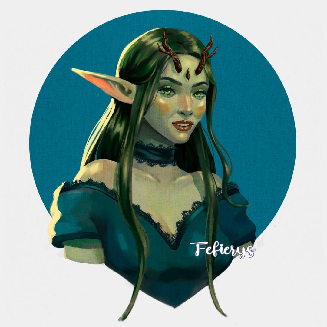 Druid Fantasy D&D Full render textured finish illustration by Fefierys