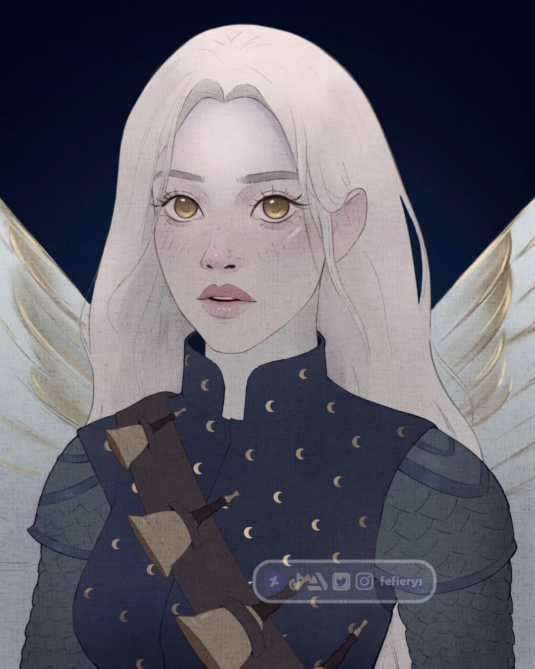 Female Angel D&D RPG Roleplay Flat textured finish illustration by Fefierys