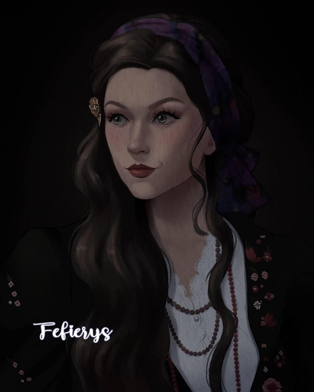 Female Character Roleplay VTM Shaded textured finish illustration by Fefierys