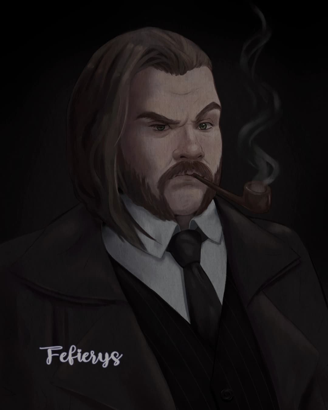 Male Character Roleplay VTM Shaded textured finish illustration by Fefierys