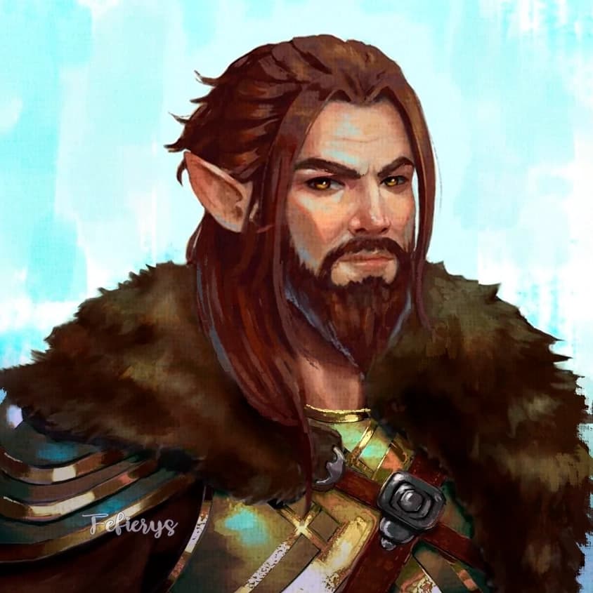 Male Warrior Elf D&D Full render textured finish illustration by Fefierys