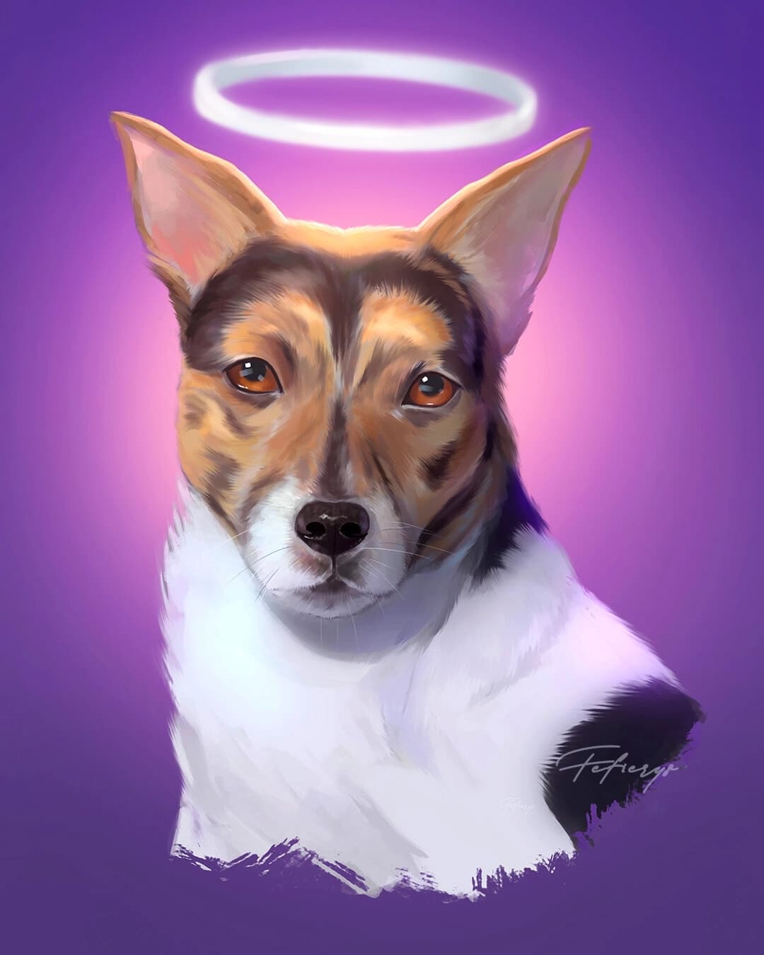 Dog Pet Portrait Memorial Halo Bust illustration by Fefierys
