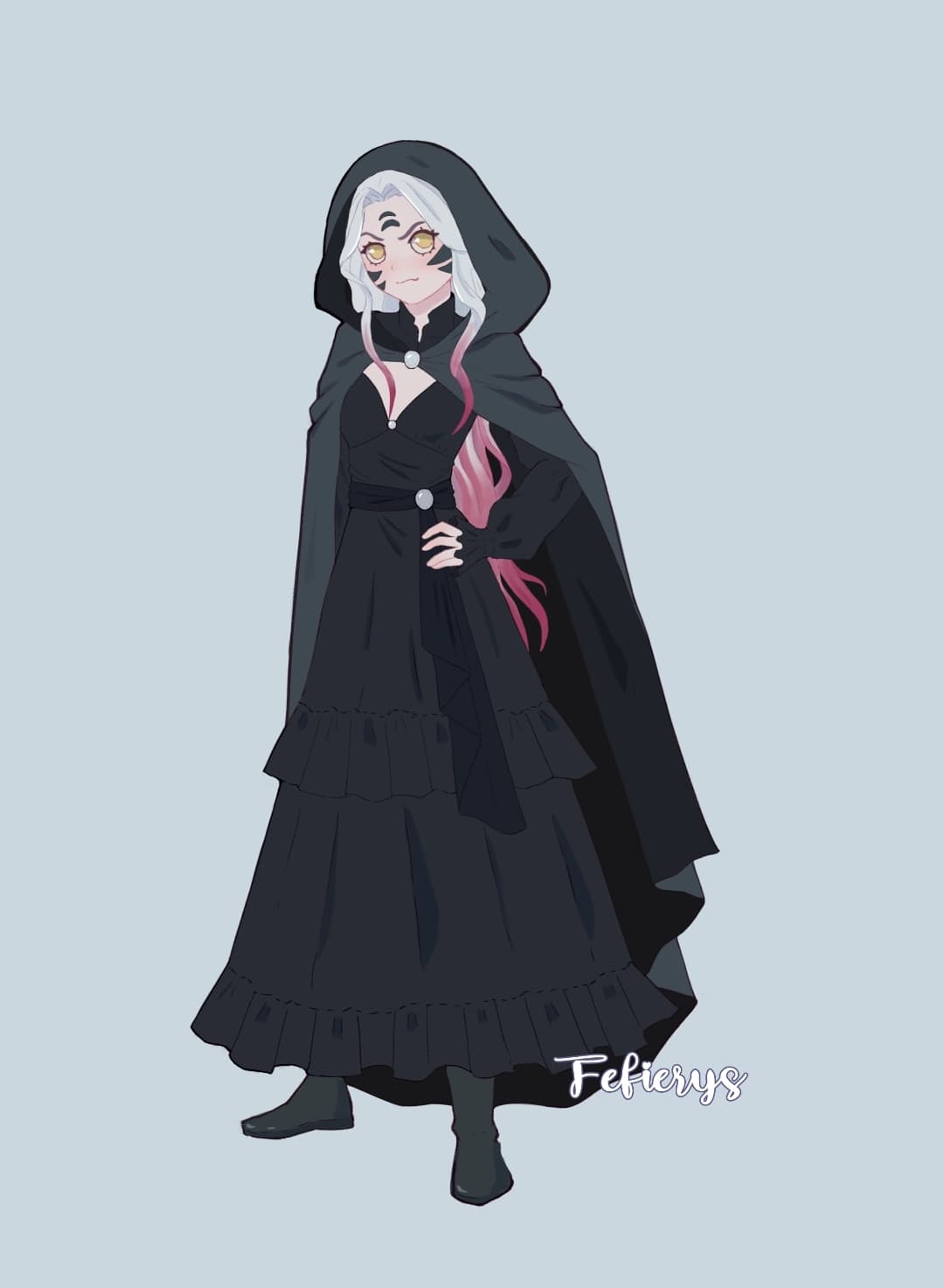Sorcerer D&D Character Full body illustration by Fefierys