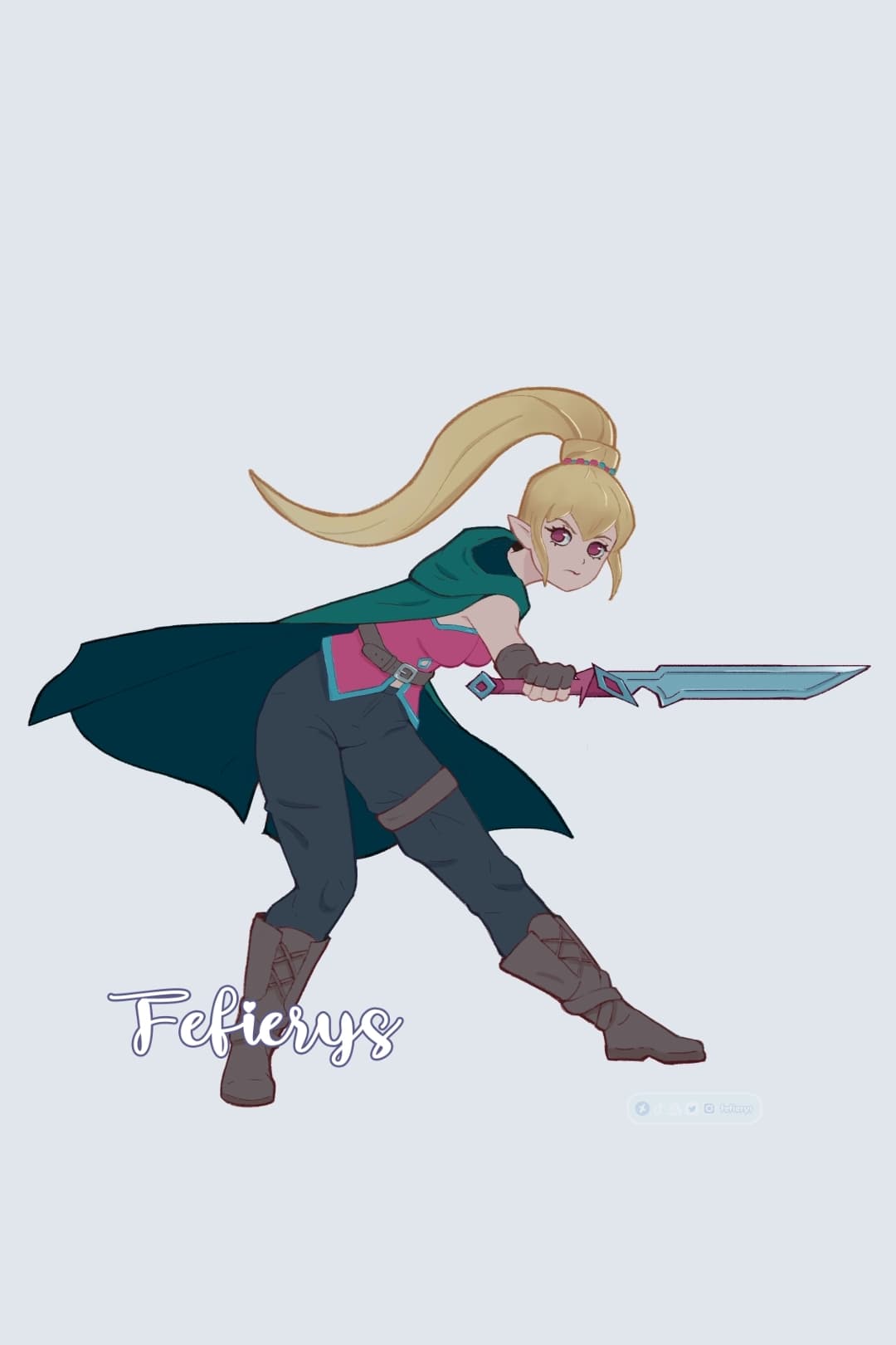 Thief D&D Character Hafling Full body illustration by Fefierys