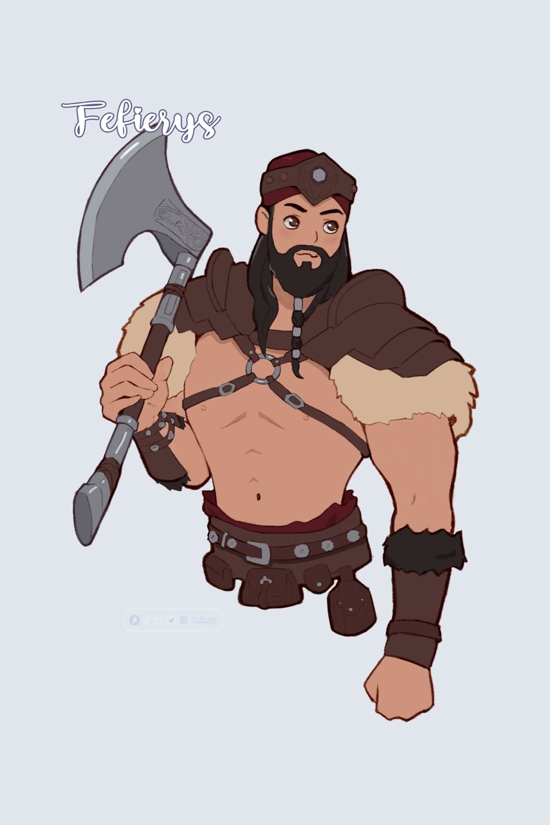 Warrior D&D Character Half body illustration by Fefierys