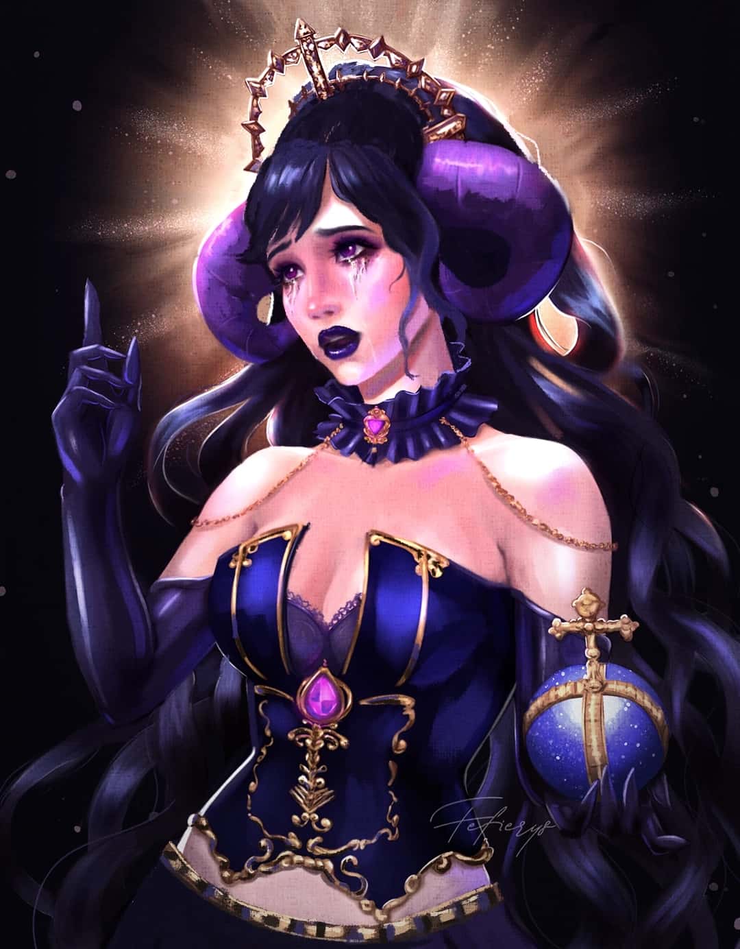 Religious Demon Fantasy Girl Single character illustration by Fefierys