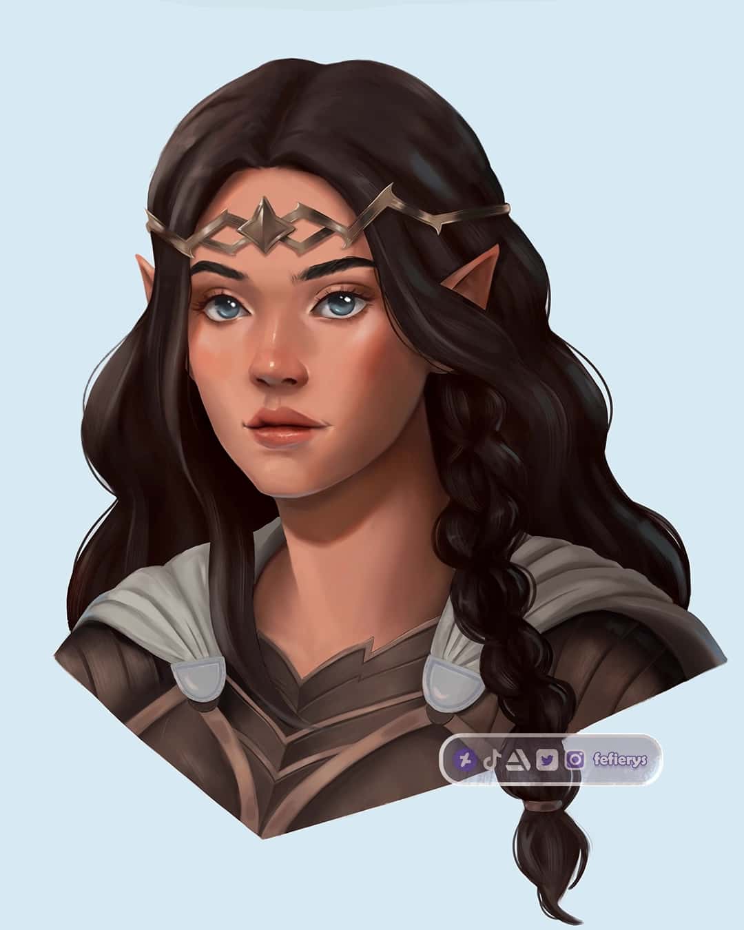 Female Warrior Amazon D&D Roleplay Full render smooth finish illustration by Fefierys